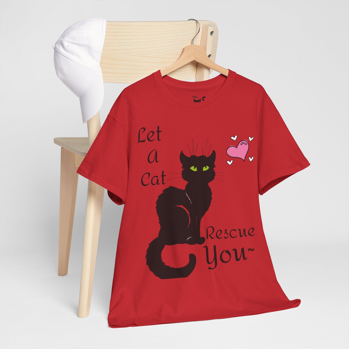 Let a cat rescue you Unisex Heavy Cotton Cat Tee