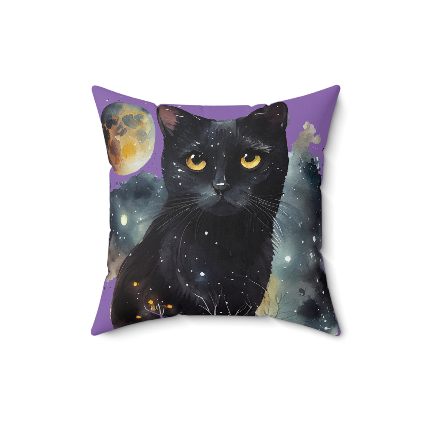 Black Cat Spun Polyester Square Pillow