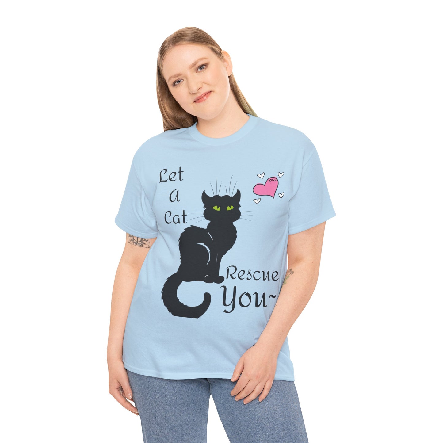 Let a cat rescue you Unisex Heavy Cotton Cat Tee