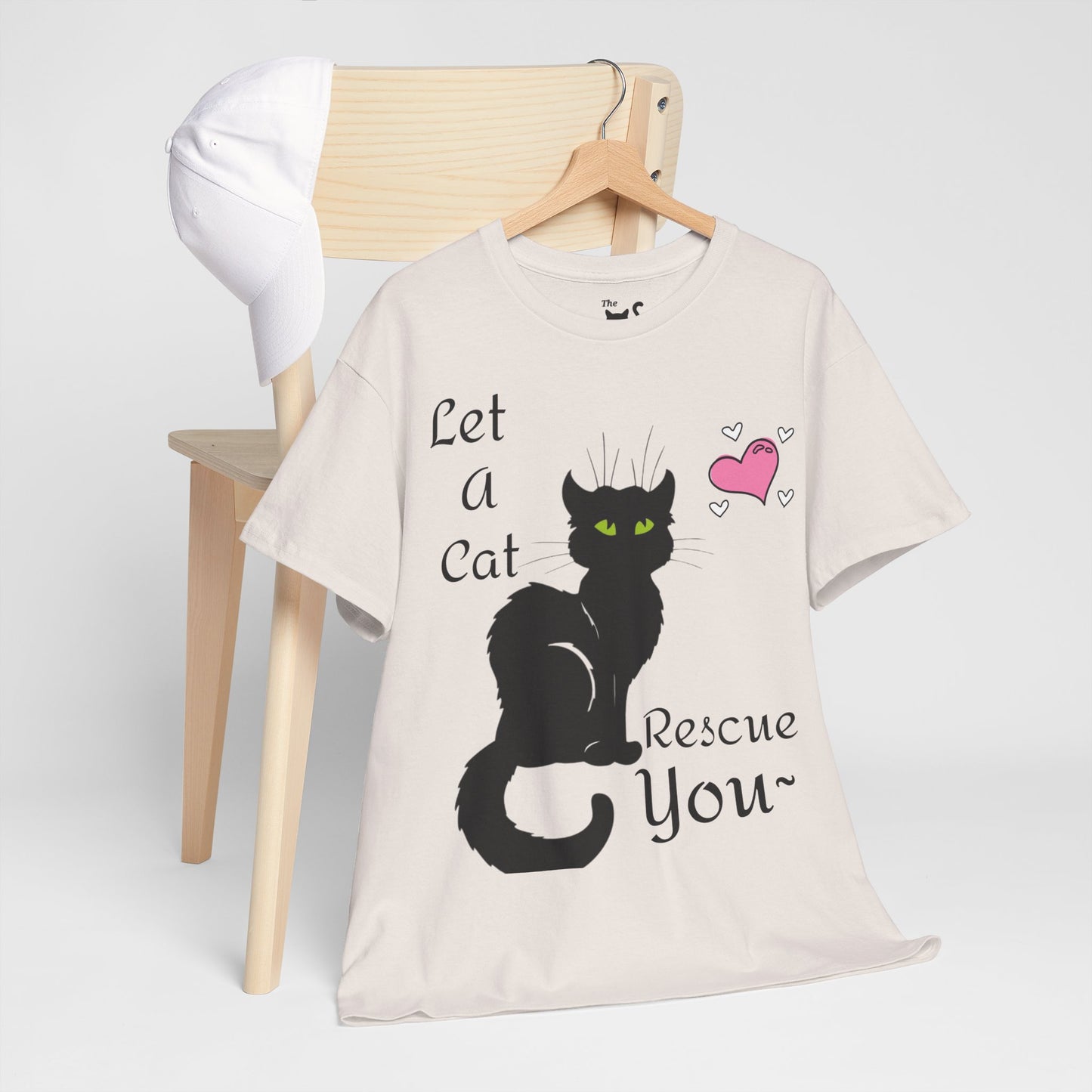 Let a cat rescue you Unisex Heavy Cotton Cat Tee
