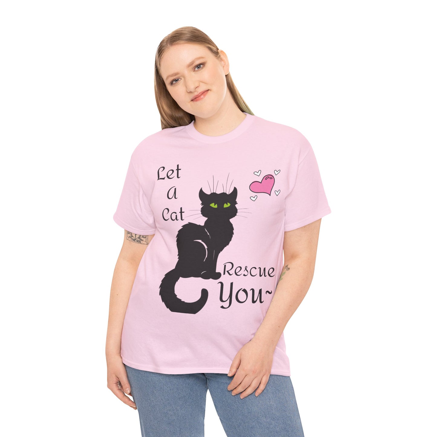 Let a cat rescue you Unisex Heavy Cotton Cat Tee