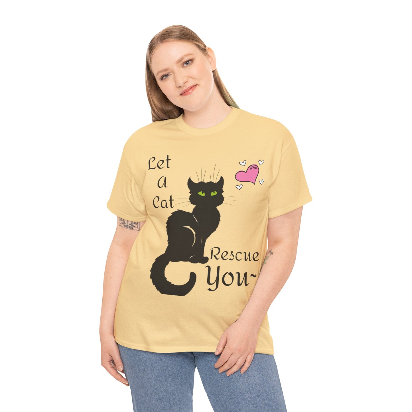 Let a cat rescue you Unisex Heavy Cotton Cat Tee