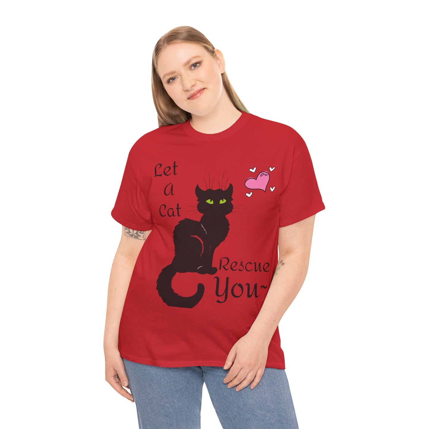 Let a cat rescue you Unisex Heavy Cotton Cat Tee