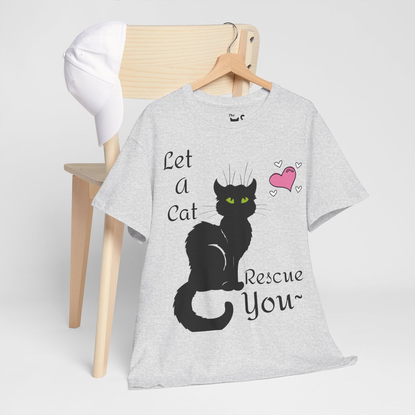 Let a cat rescue you Unisex Heavy Cotton Cat Tee