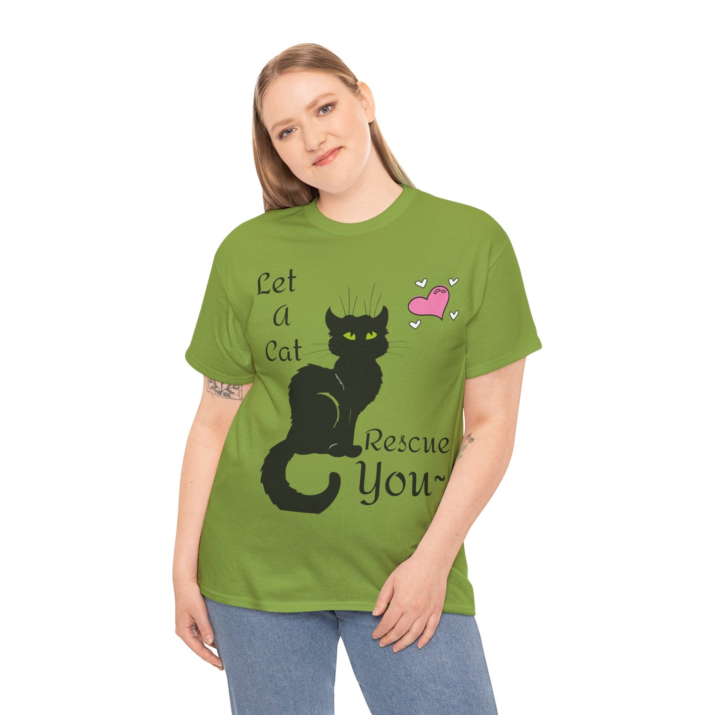 Let a cat rescue you Unisex Heavy Cotton Cat Tee