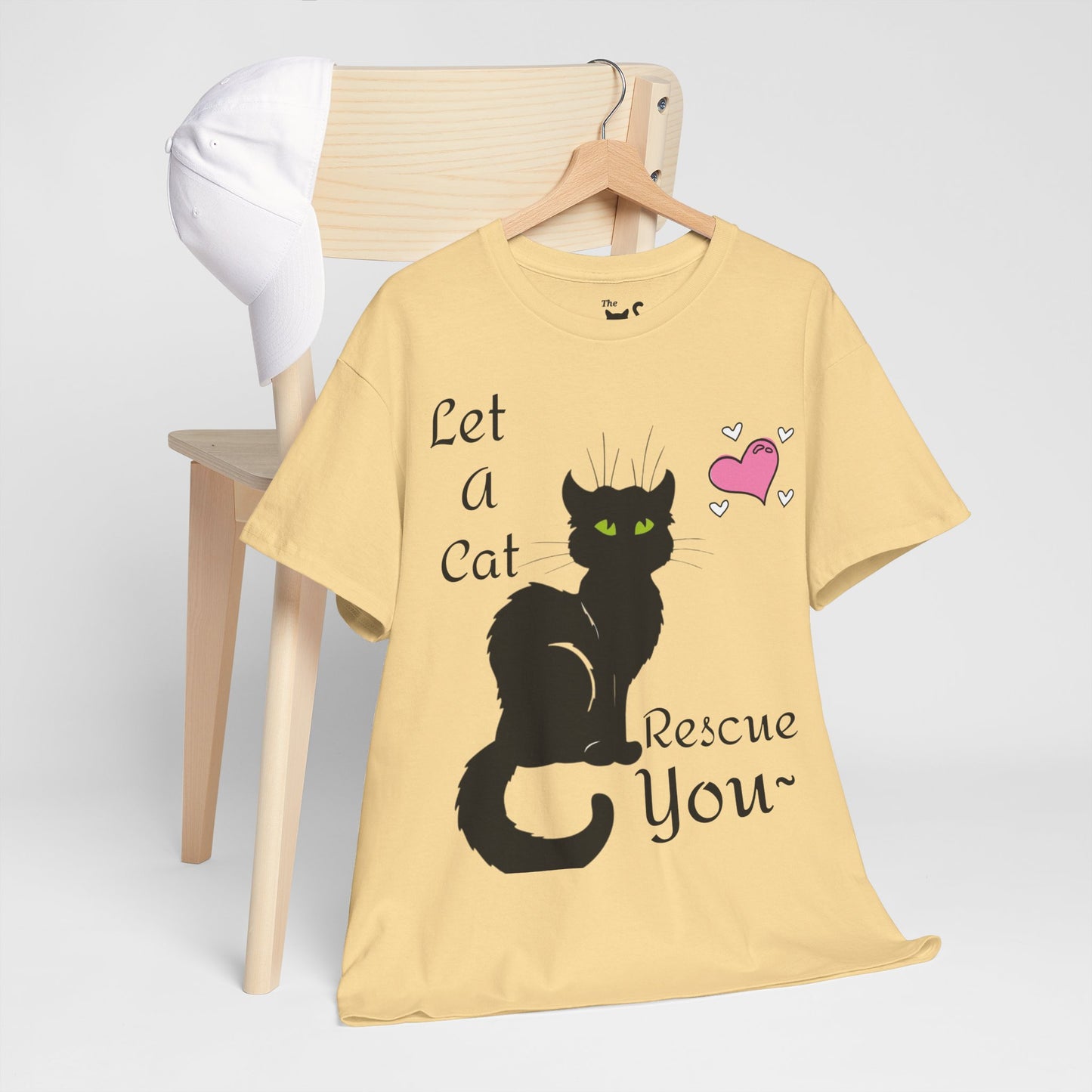 Let a cat rescue you Unisex Heavy Cotton Cat Tee