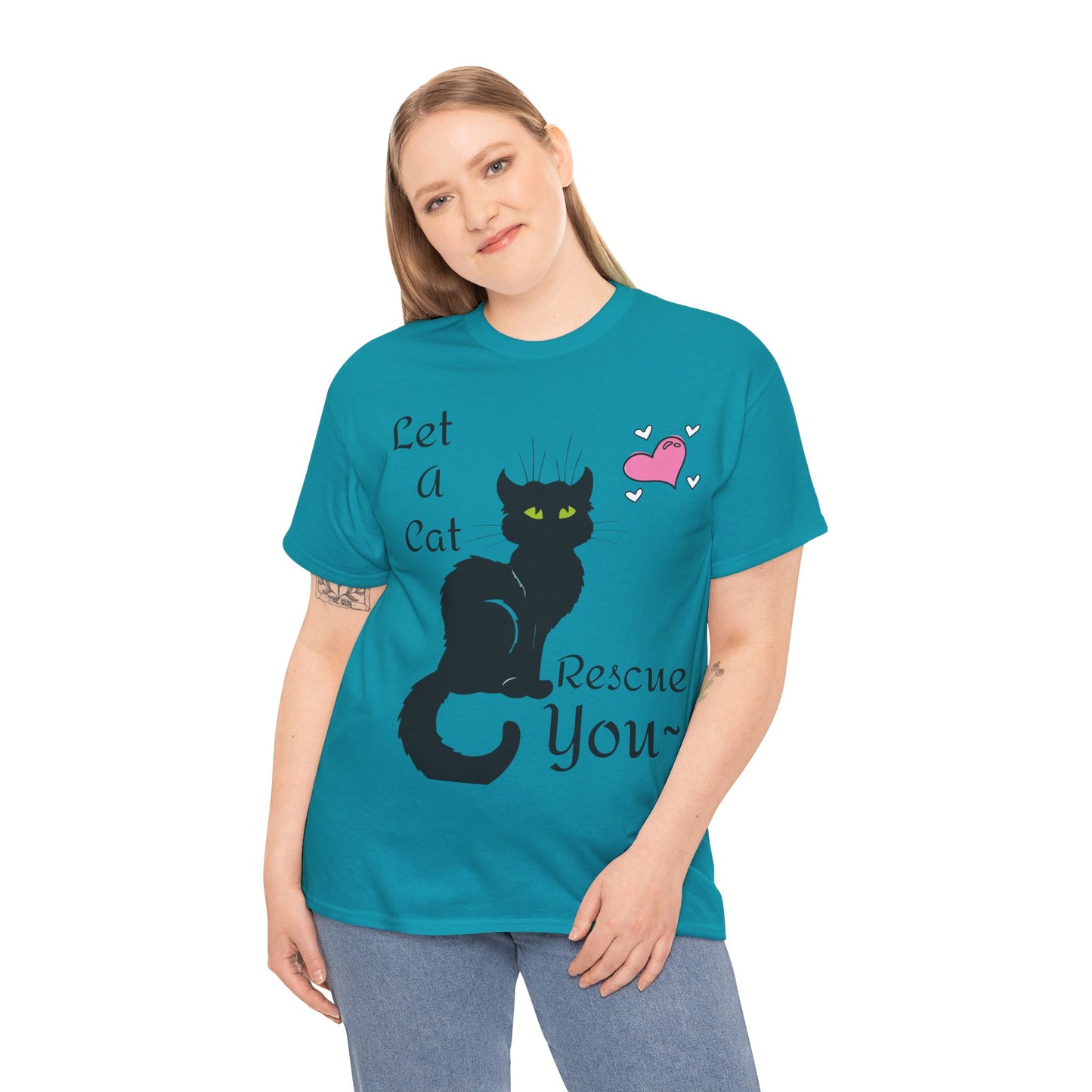 Let a cat rescue you Unisex Heavy Cotton Cat Tee