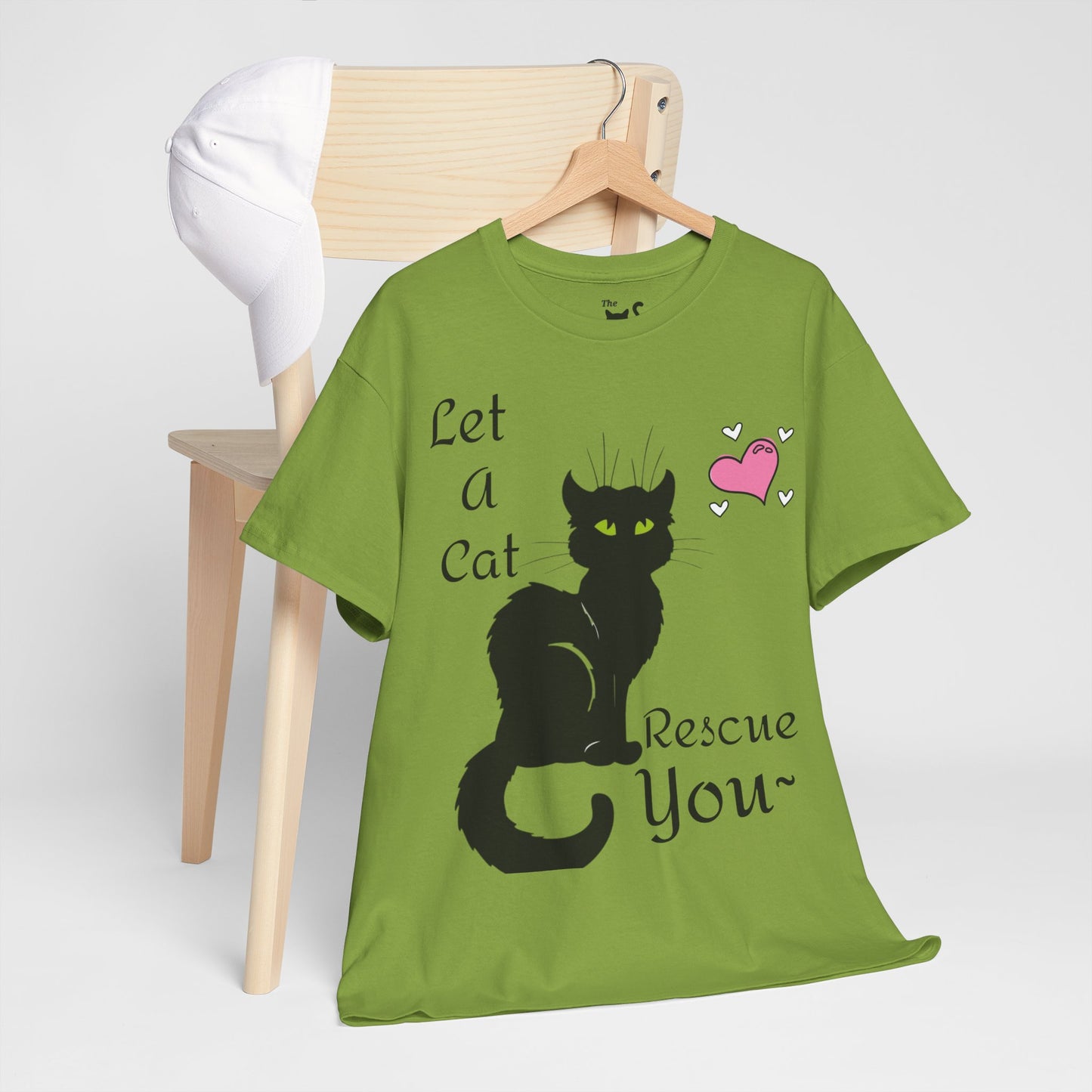Let a cat rescue you Unisex Heavy Cotton Cat Tee