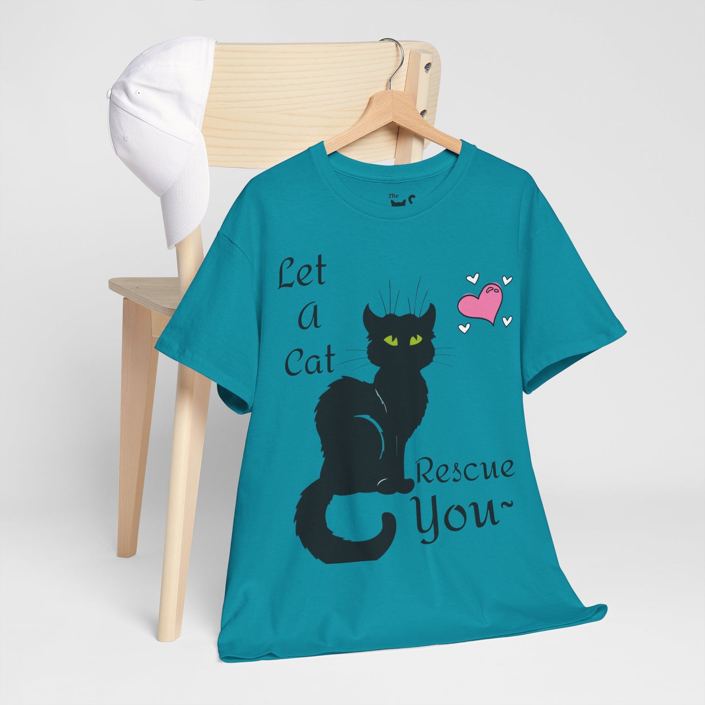 Let a cat rescue you Unisex Heavy Cotton Cat Tee