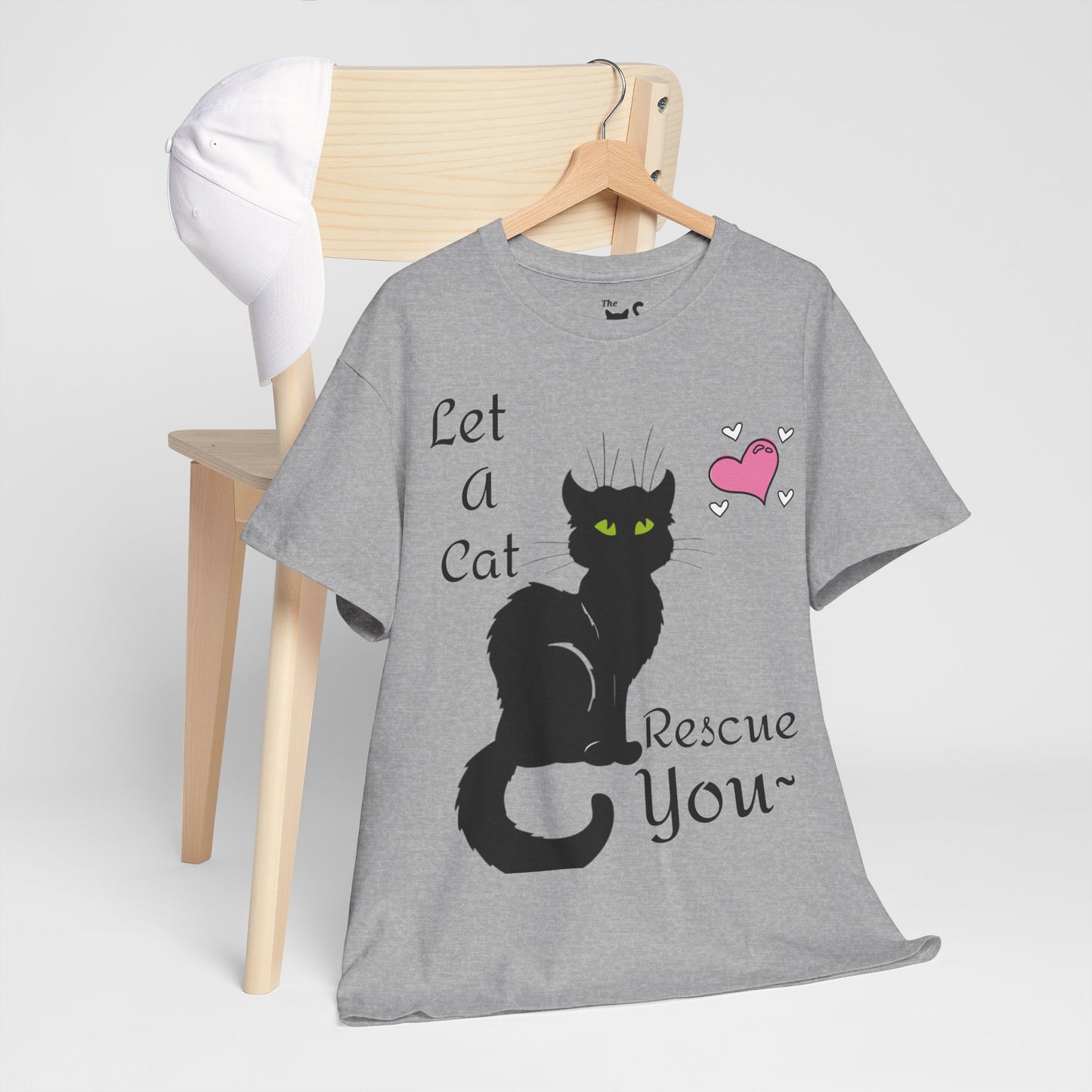 Let a cat rescue you Unisex Heavy Cotton Cat Tee