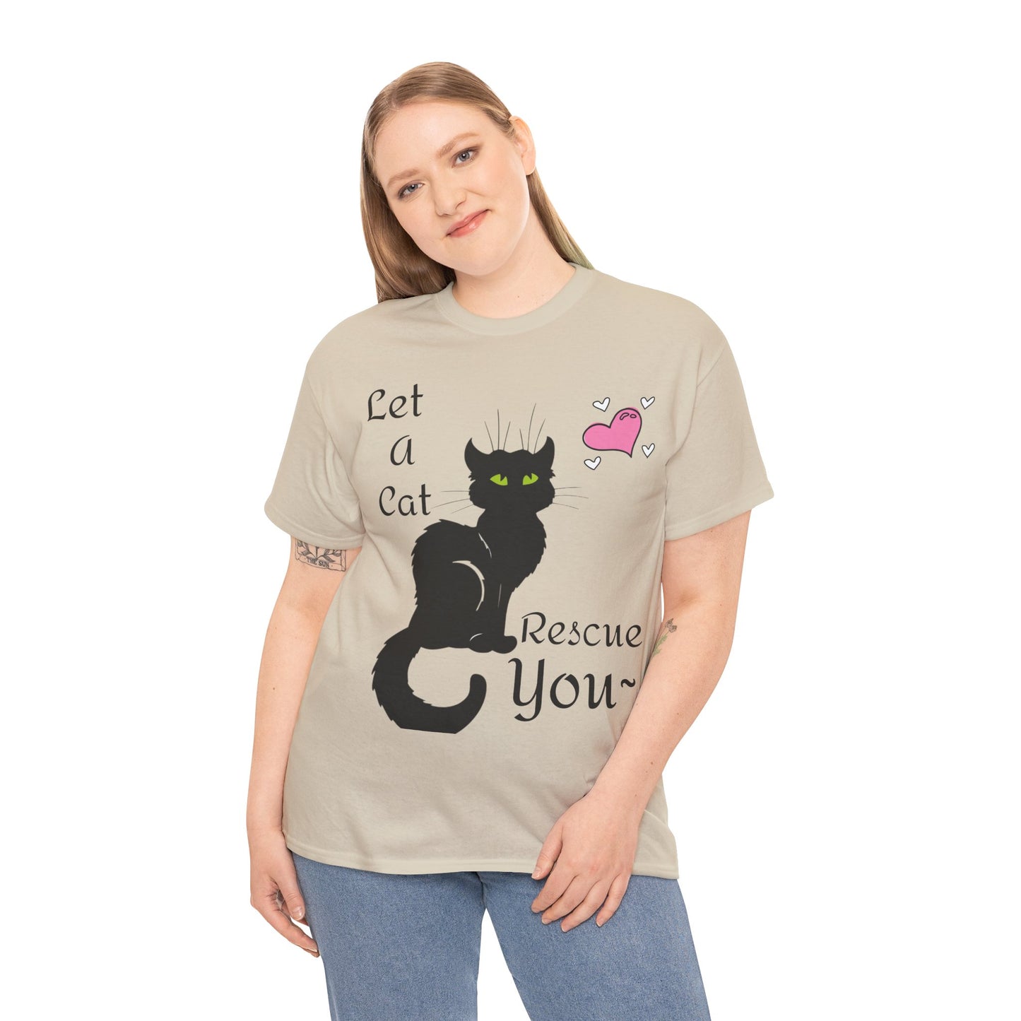 Let a cat rescue you Unisex Heavy Cotton Cat Tee