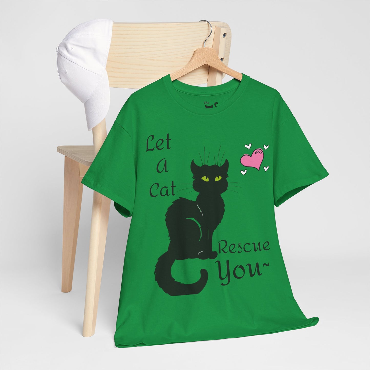 Let a cat rescue you Unisex Heavy Cotton Cat Tee