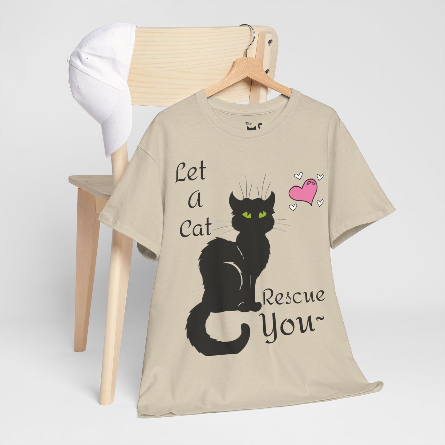 Let a cat rescue you Unisex Heavy Cotton Cat Tee