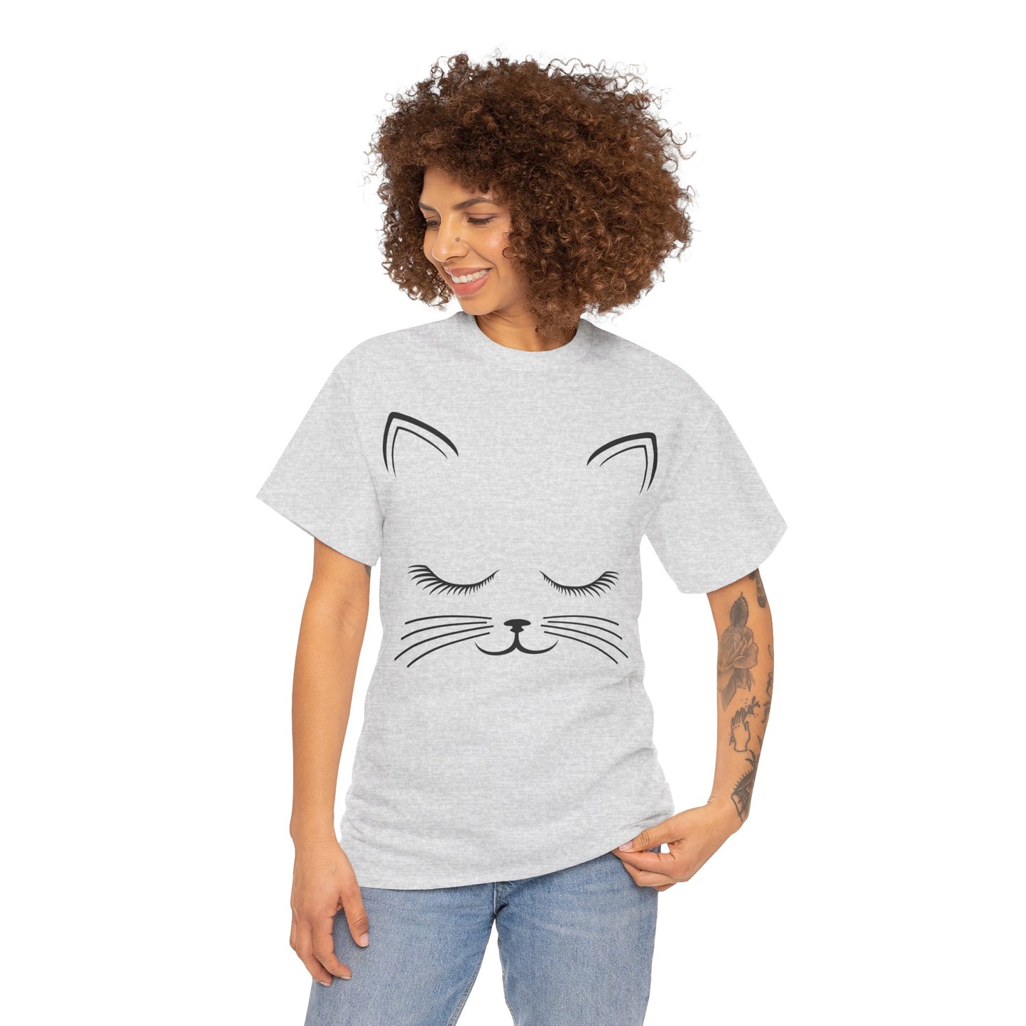 Cat Face Unisex Heavy Cotton Tee