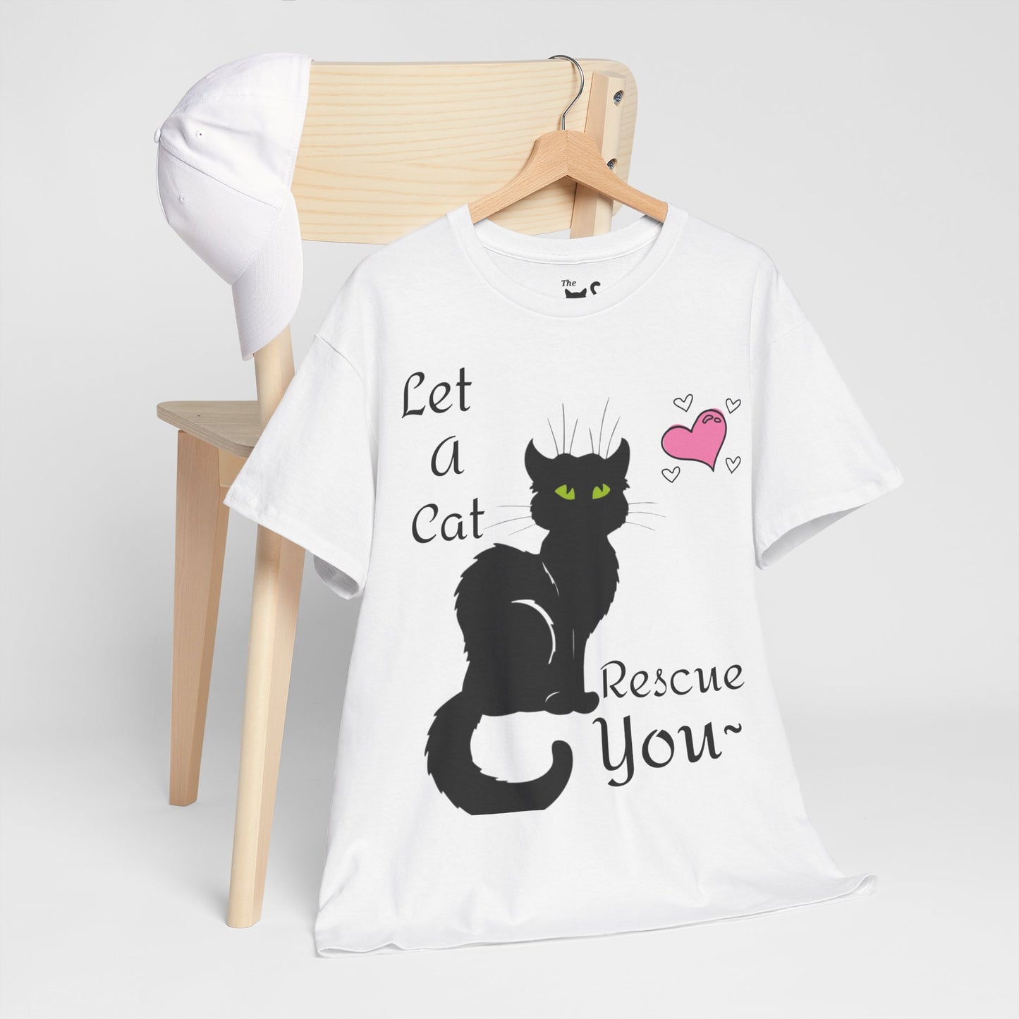 Let a cat rescue you Unisex Heavy Cotton Cat Tee