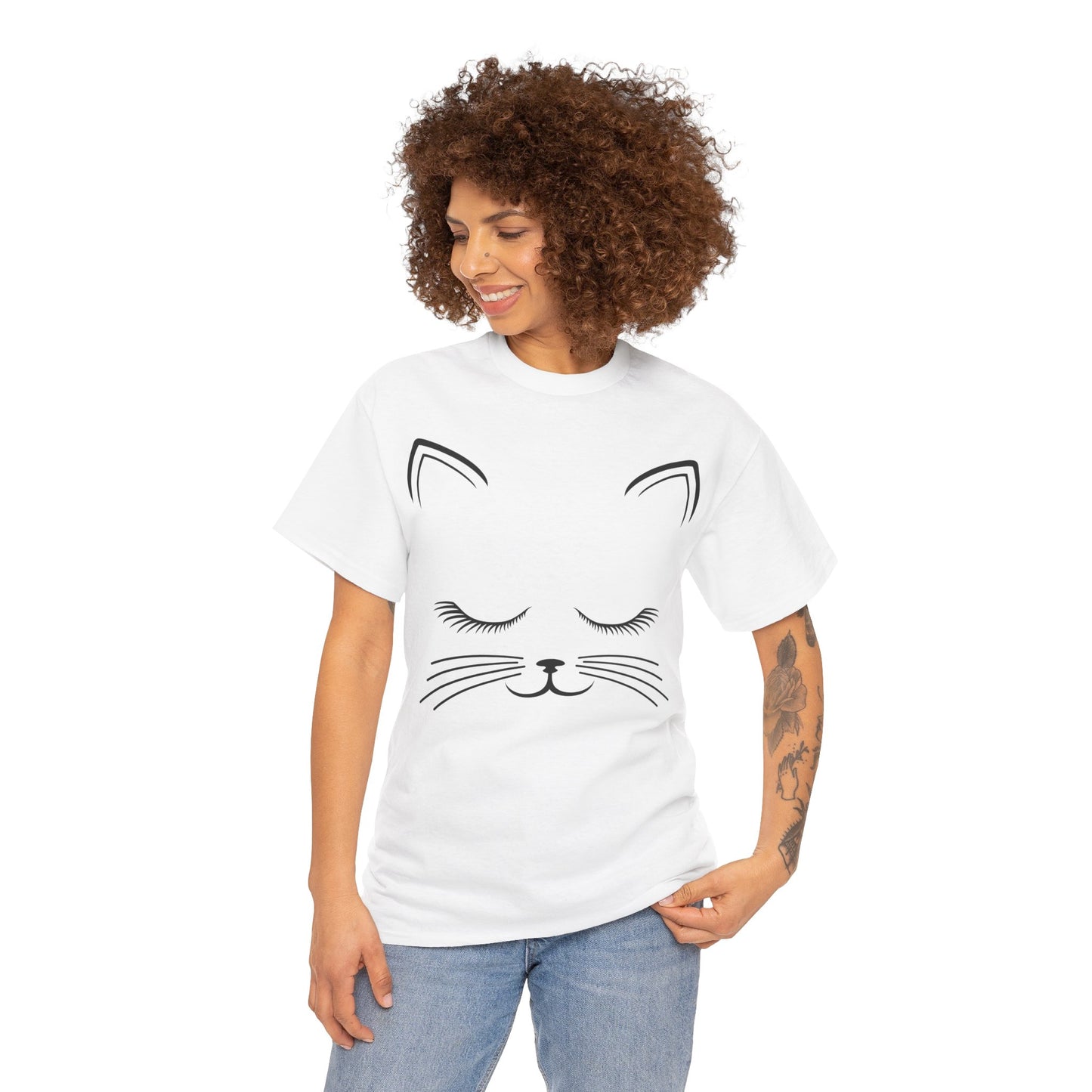 Cat Face Unisex Heavy Cotton Tee