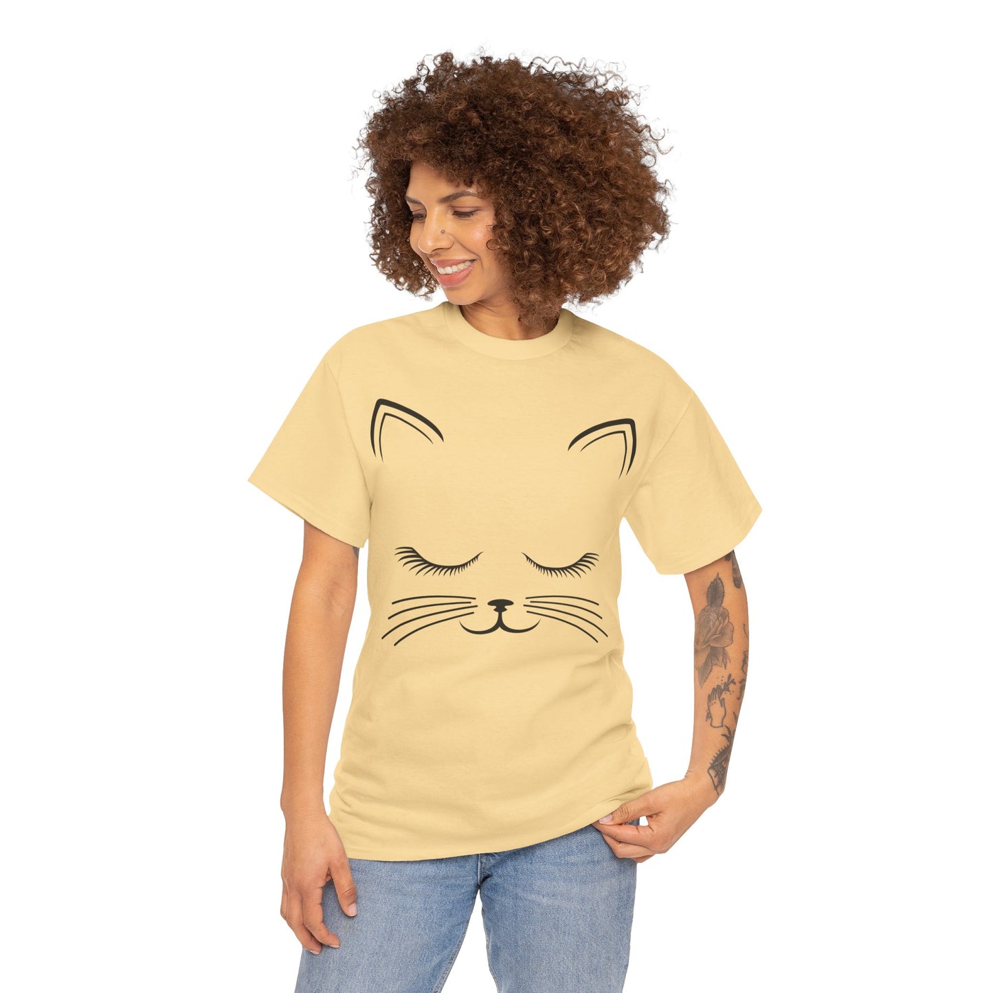 Cat Face Unisex Heavy Cotton Tee