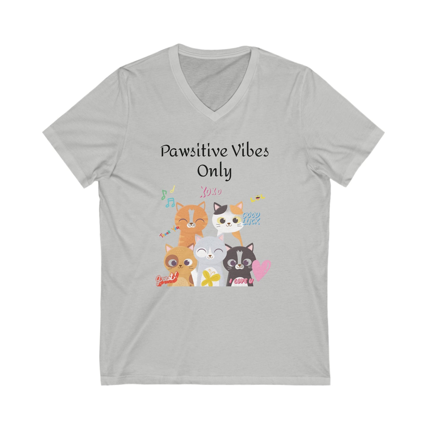 Pawsitive Vibes Only Unisex Jersey Short Sleeve V-Neck Tee