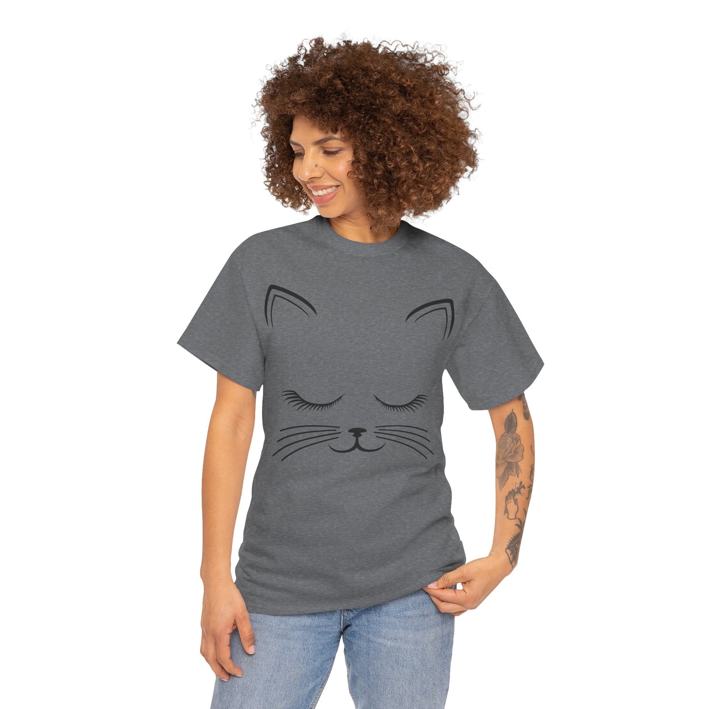 Cat Face Unisex Heavy Cotton Tee