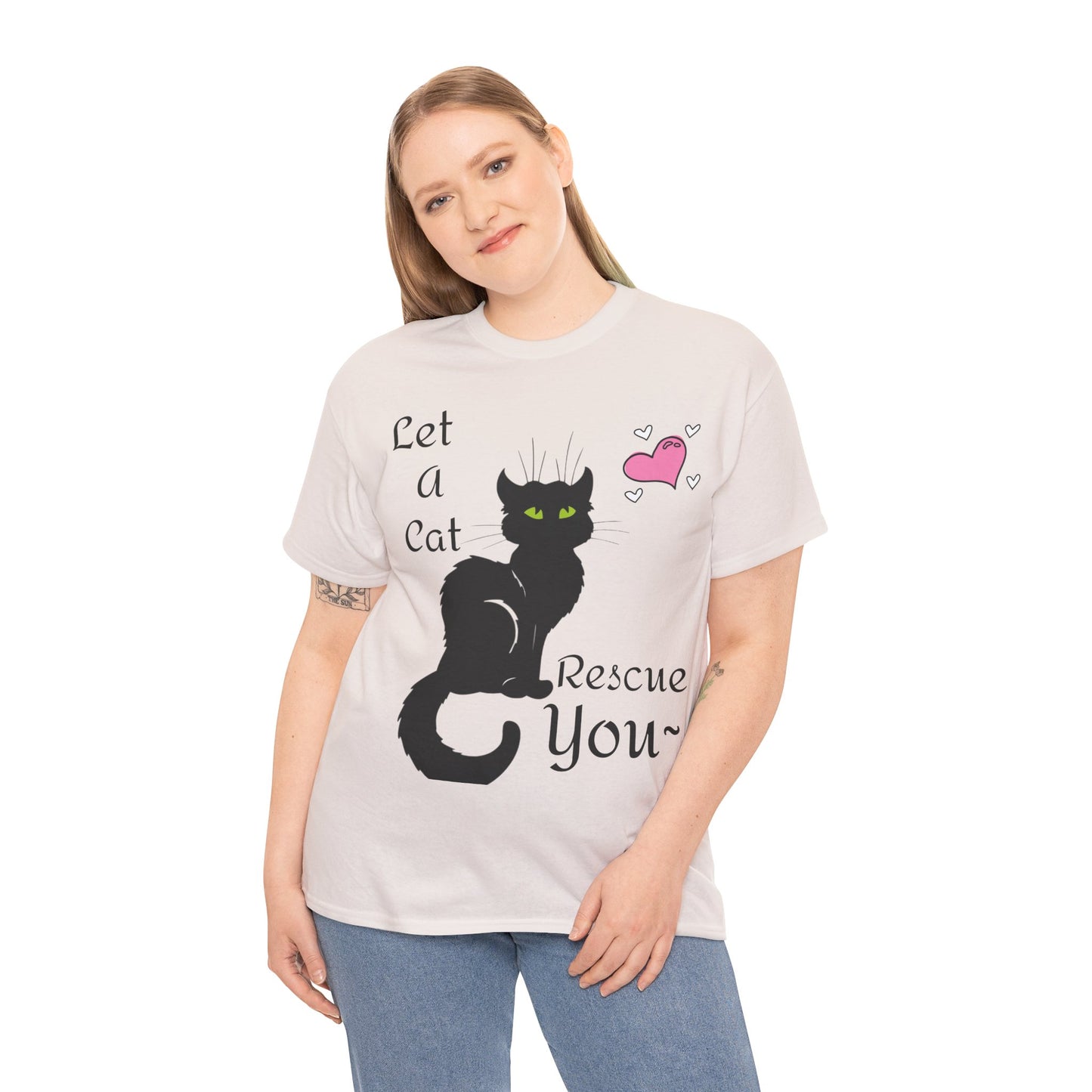 Let a cat rescue you Unisex Heavy Cotton Cat Tee