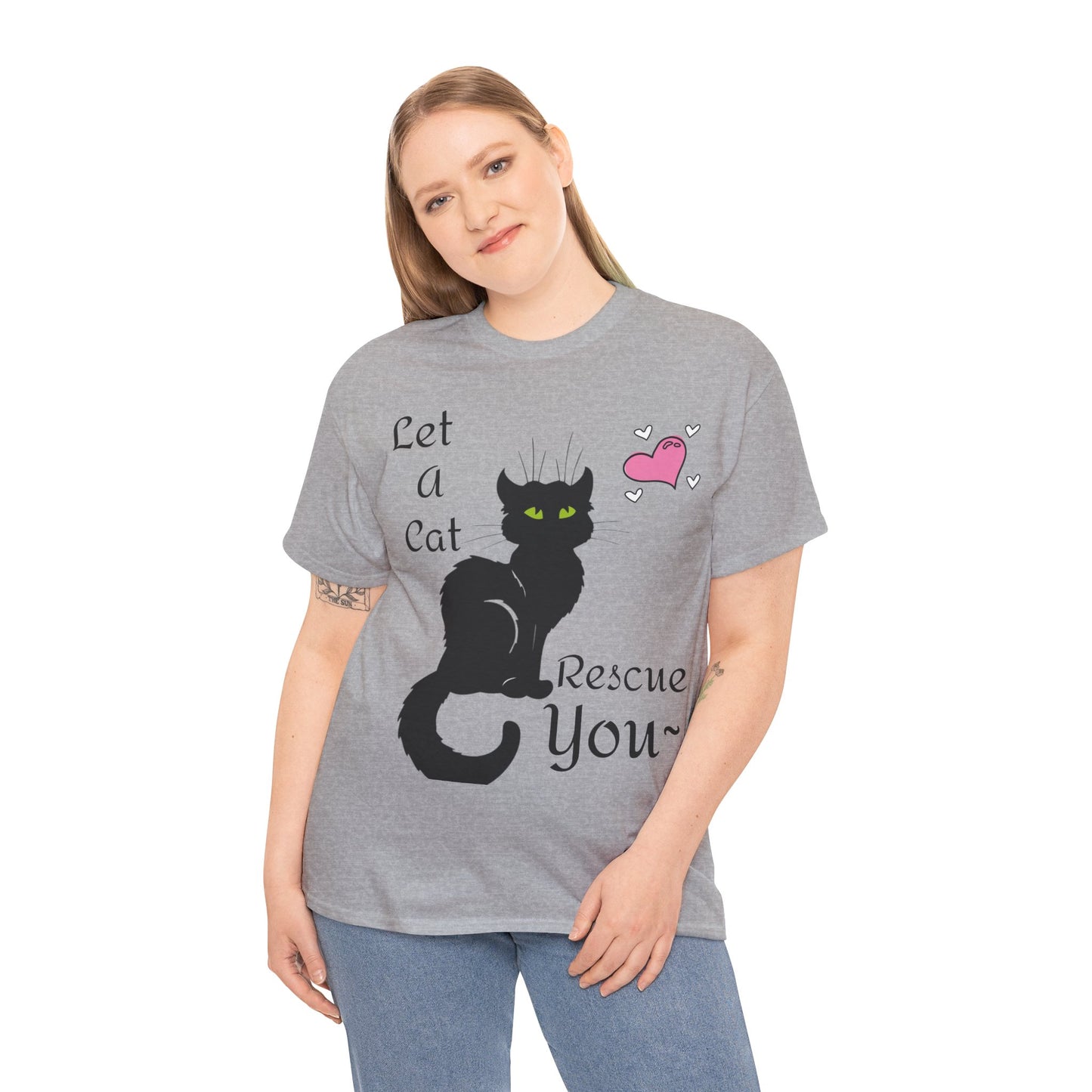 Let a cat rescue you Unisex Heavy Cotton Cat Tee
