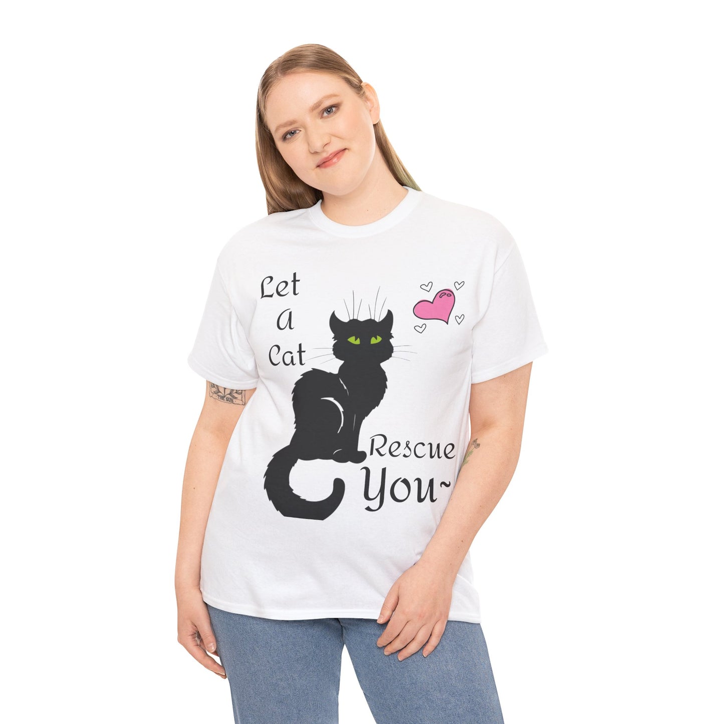 Let a cat rescue you Unisex Heavy Cotton Cat Tee