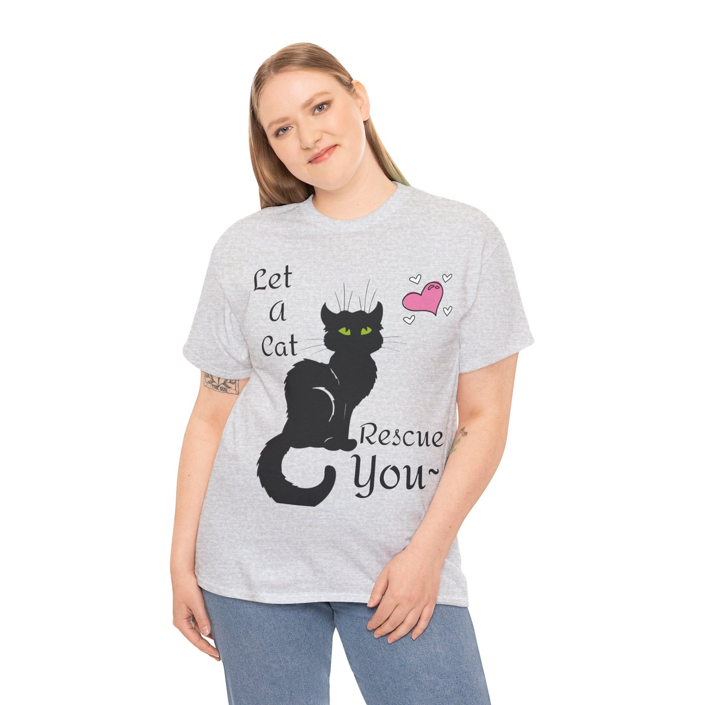 Let a cat rescue you Unisex Heavy Cotton Cat Tee