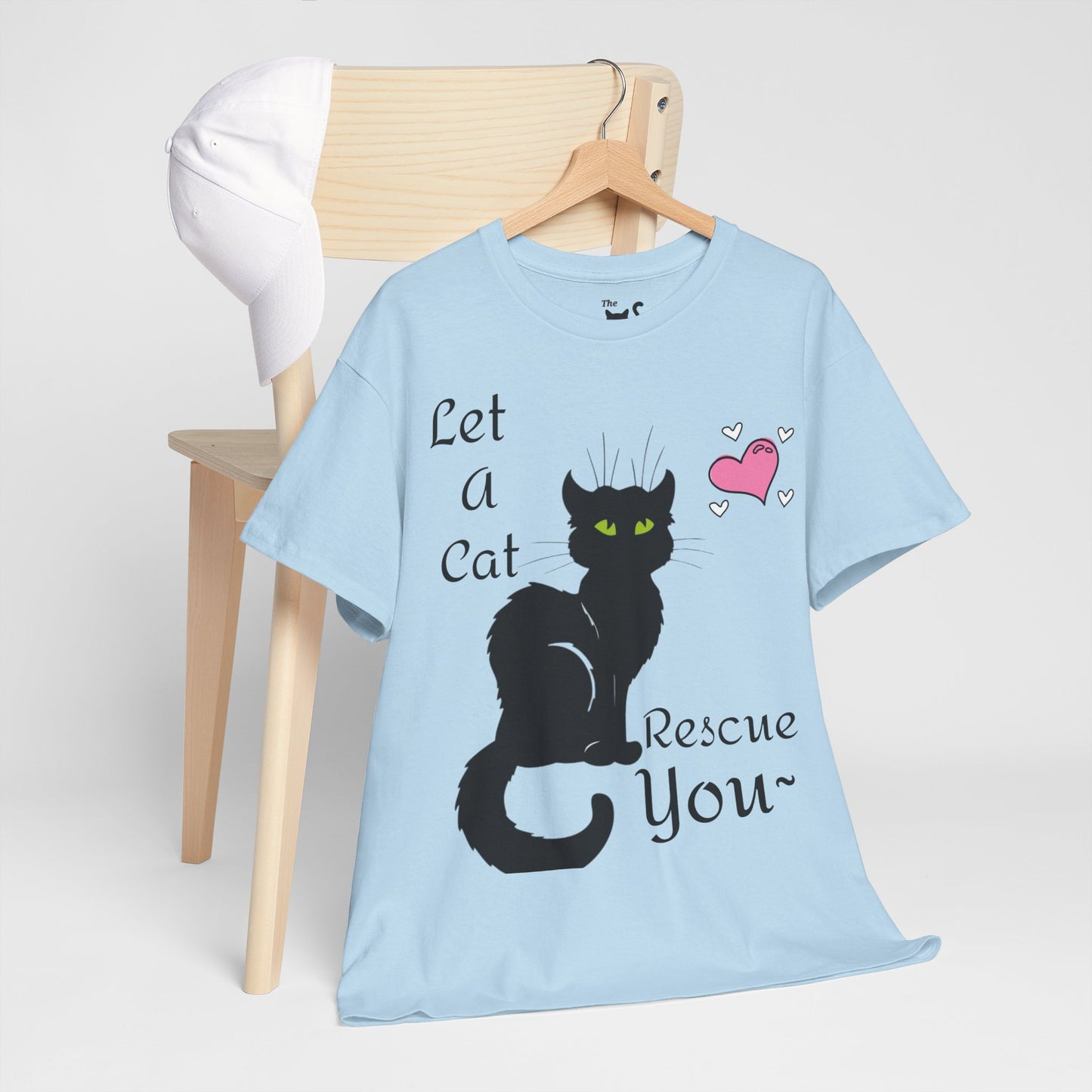 Let a cat rescue you Unisex Heavy Cotton Cat Tee