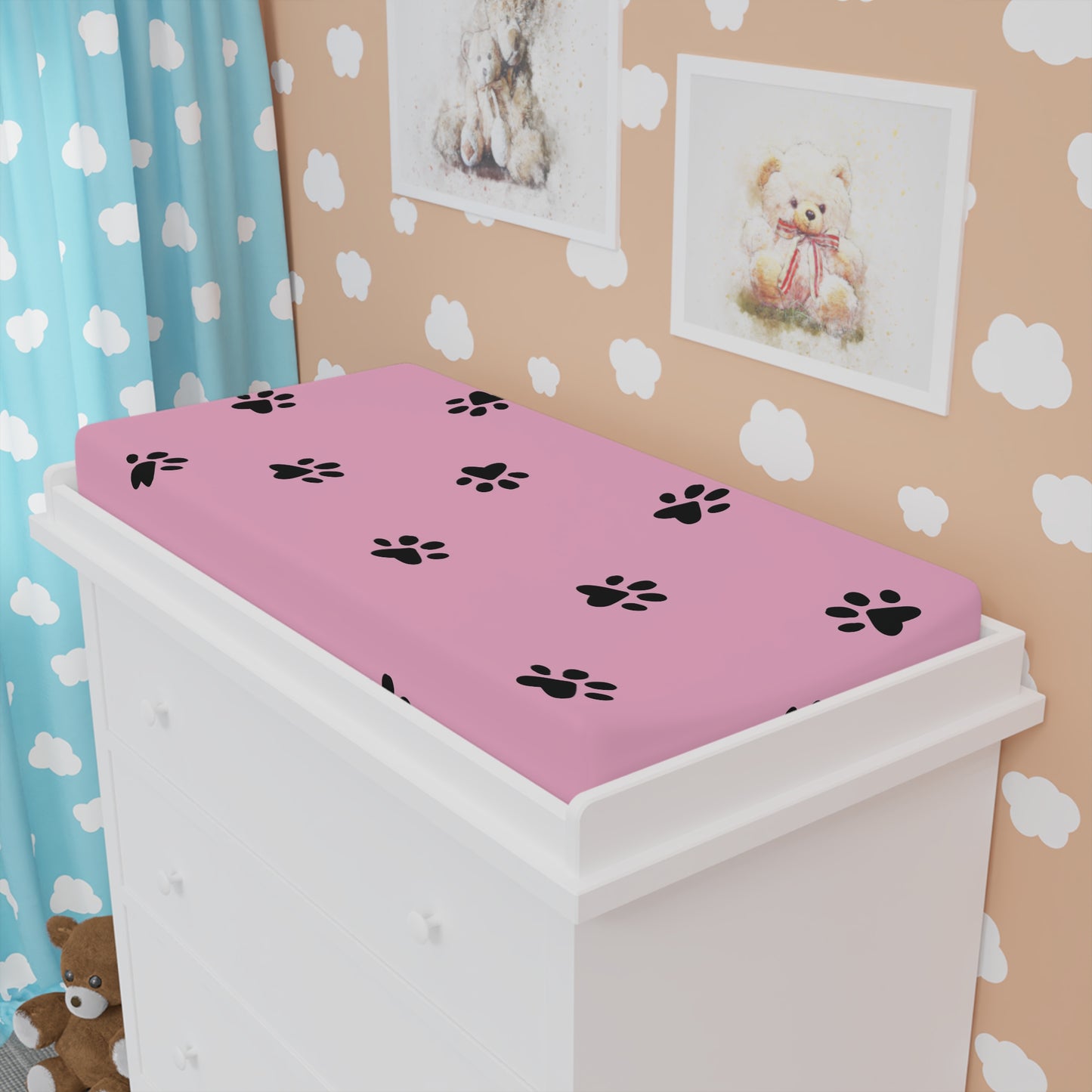Paw Print Baby Changing Pad Cover