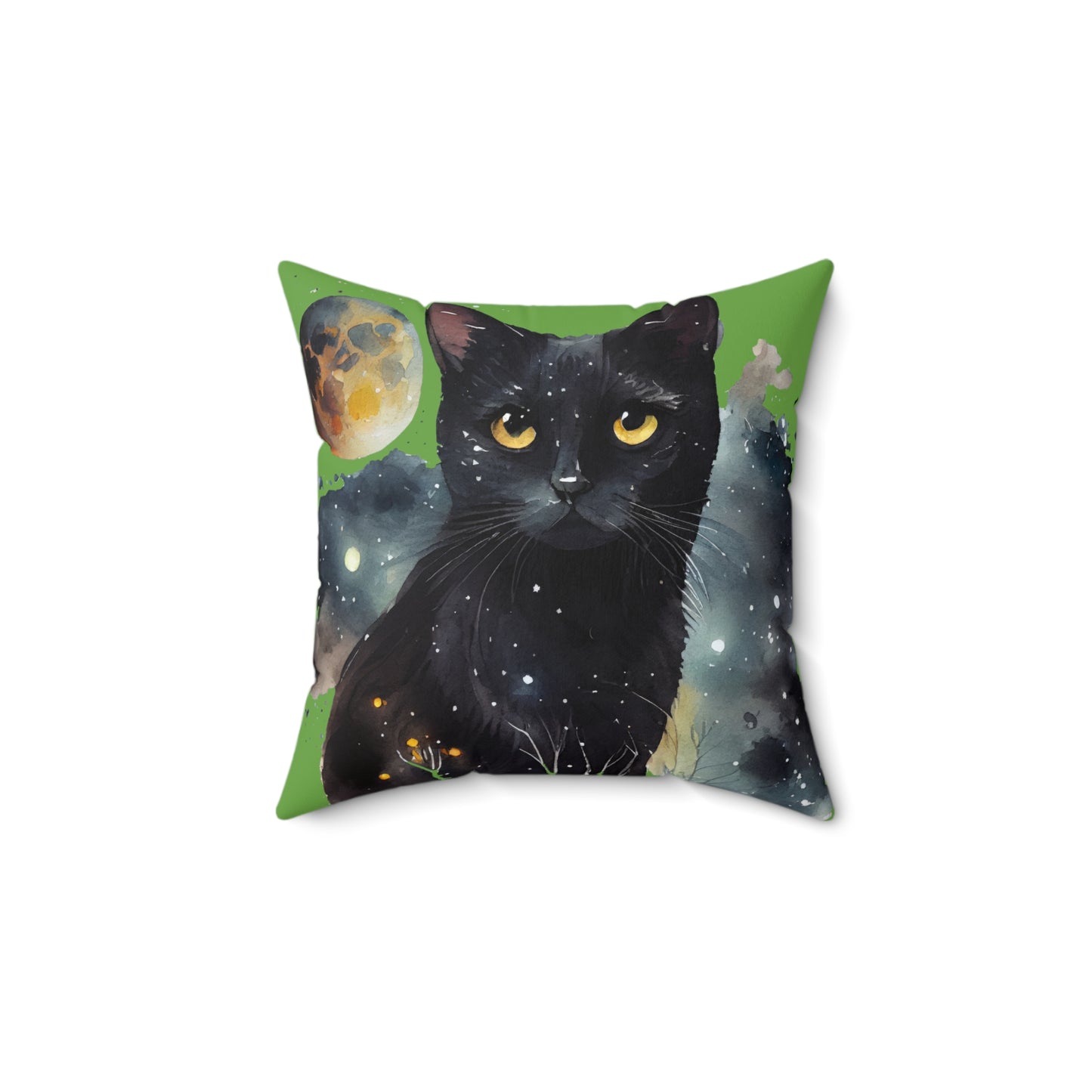 Black Cat Spun Polyester Square Pillow
