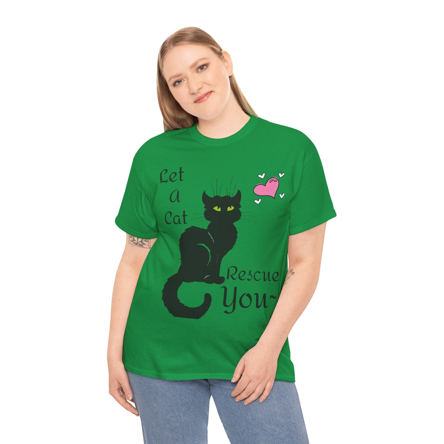 Let a cat rescue you Unisex Heavy Cotton Cat Tee