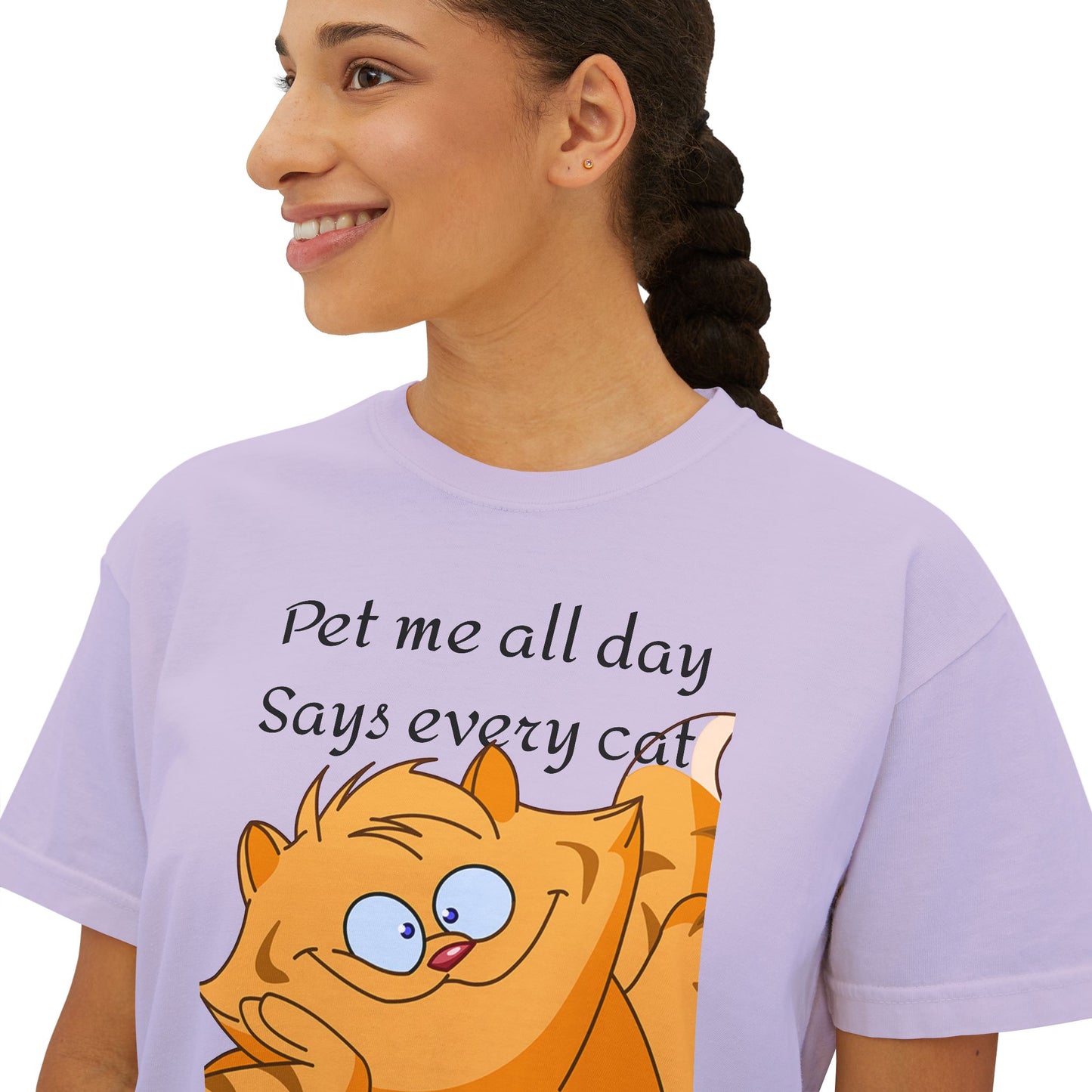 Pet me all day says every cat Women's Boxy Tee