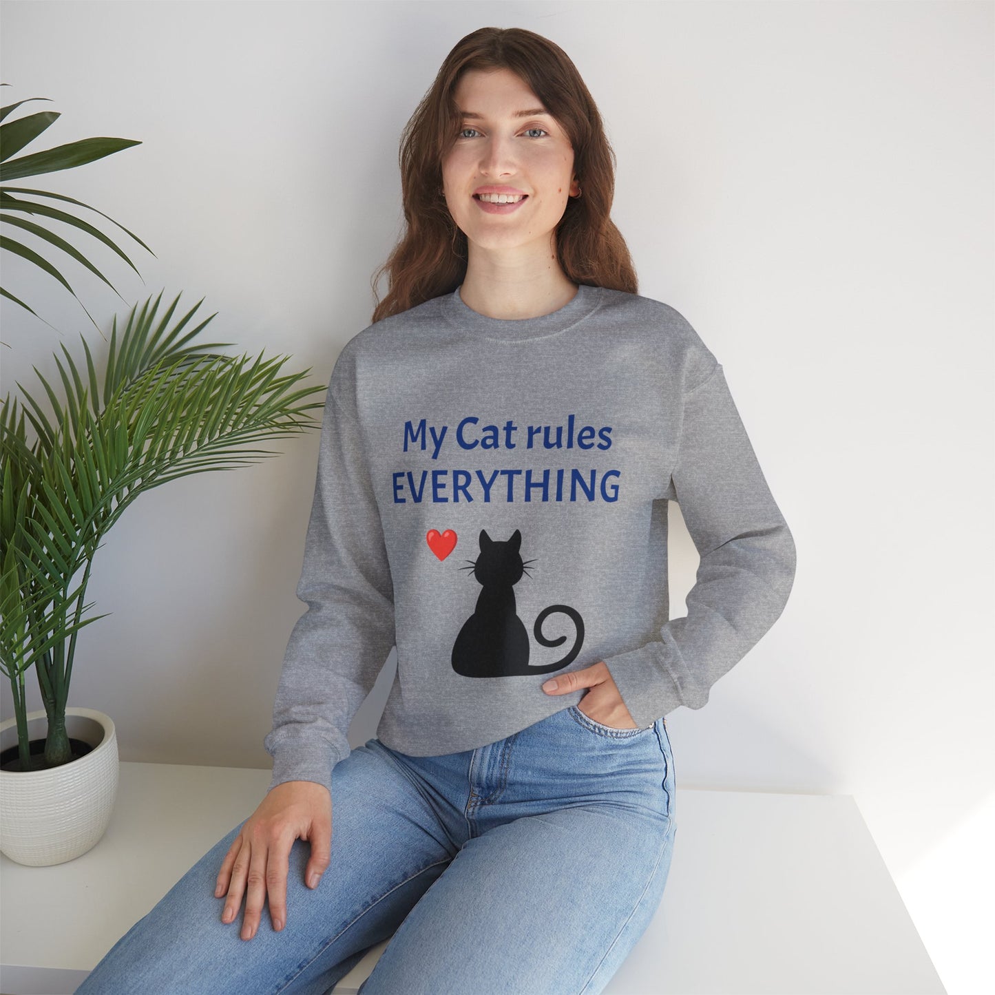 Cat Rules Everything Unisex Heavy Blend™ Crewneck Sweatshirt