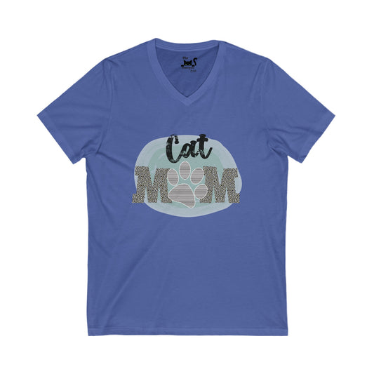 Cat mom Unisex Jersey Short Sleeve V-Neck Tee