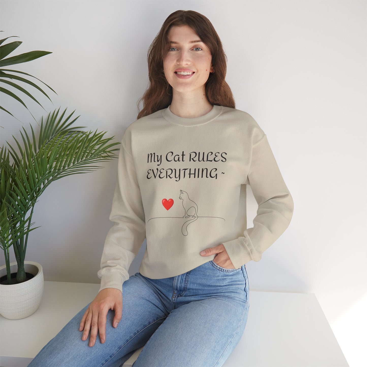 Cat Rules Everything Unisex Heavy Blend™ Crewneck Sweatshirt