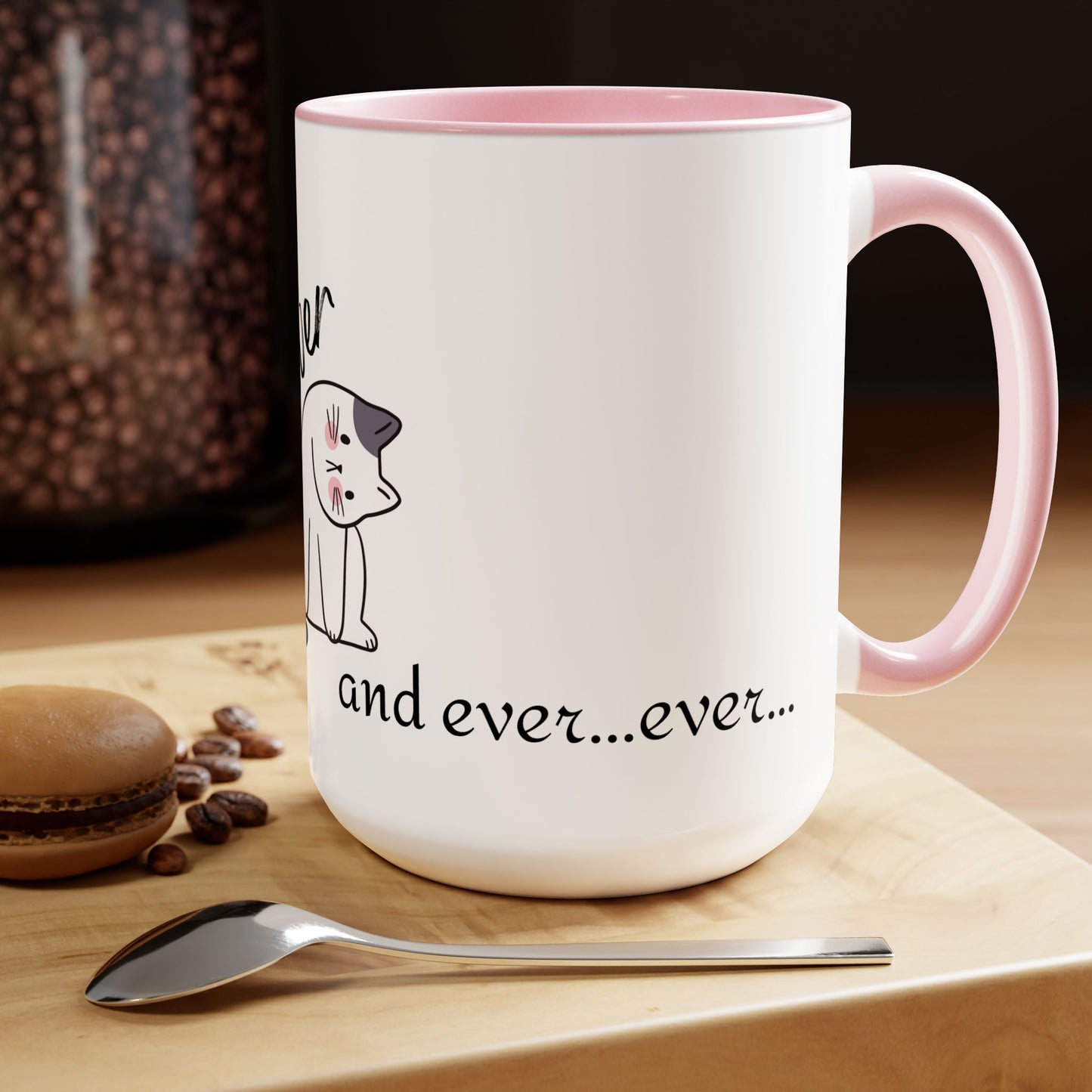 Cat Lover forever and ever Two-Tone Coffee Mugs, 15oz