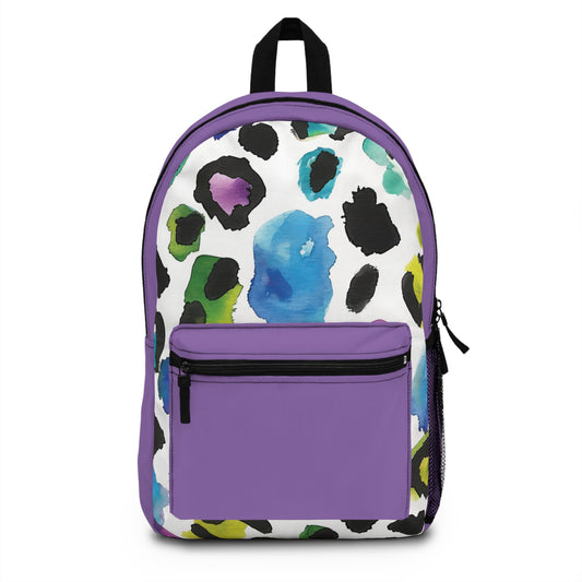 Purple/ multi color animal print Backpack