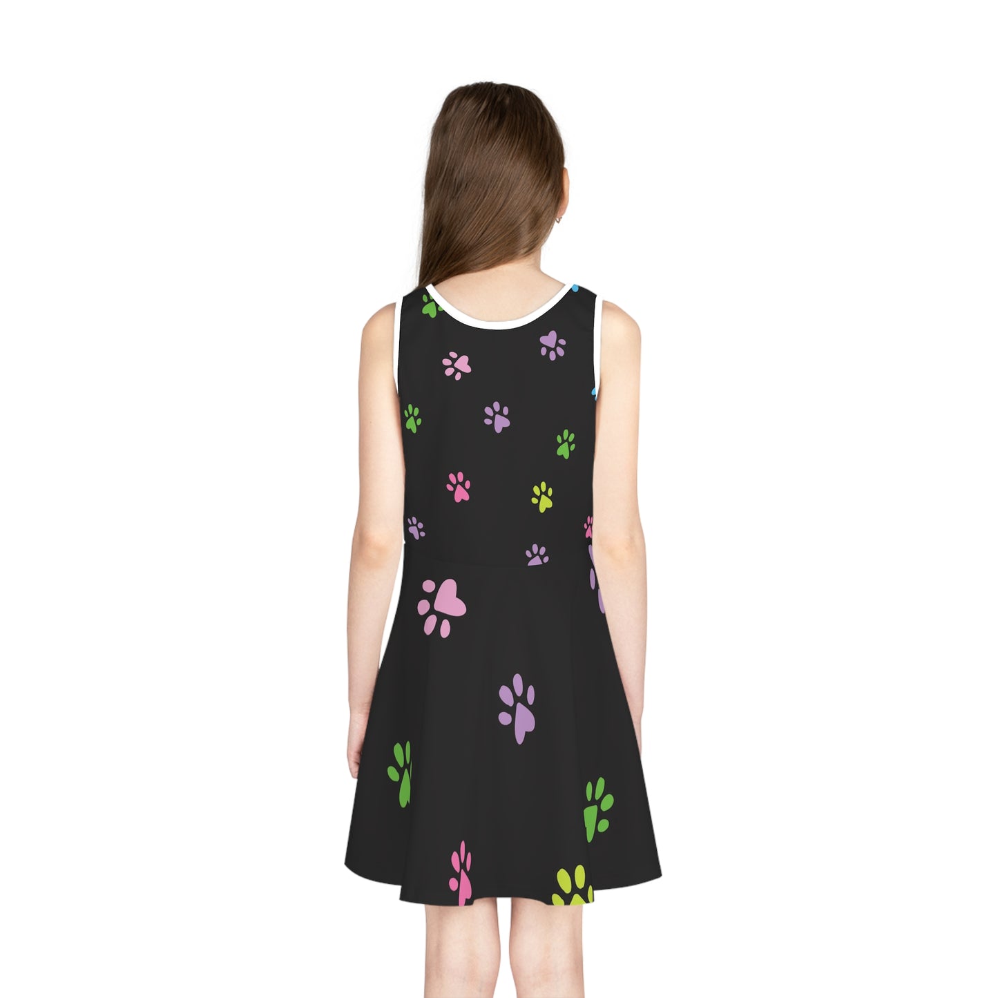 Girls' Sleeveless Sundress w/cat paw prints