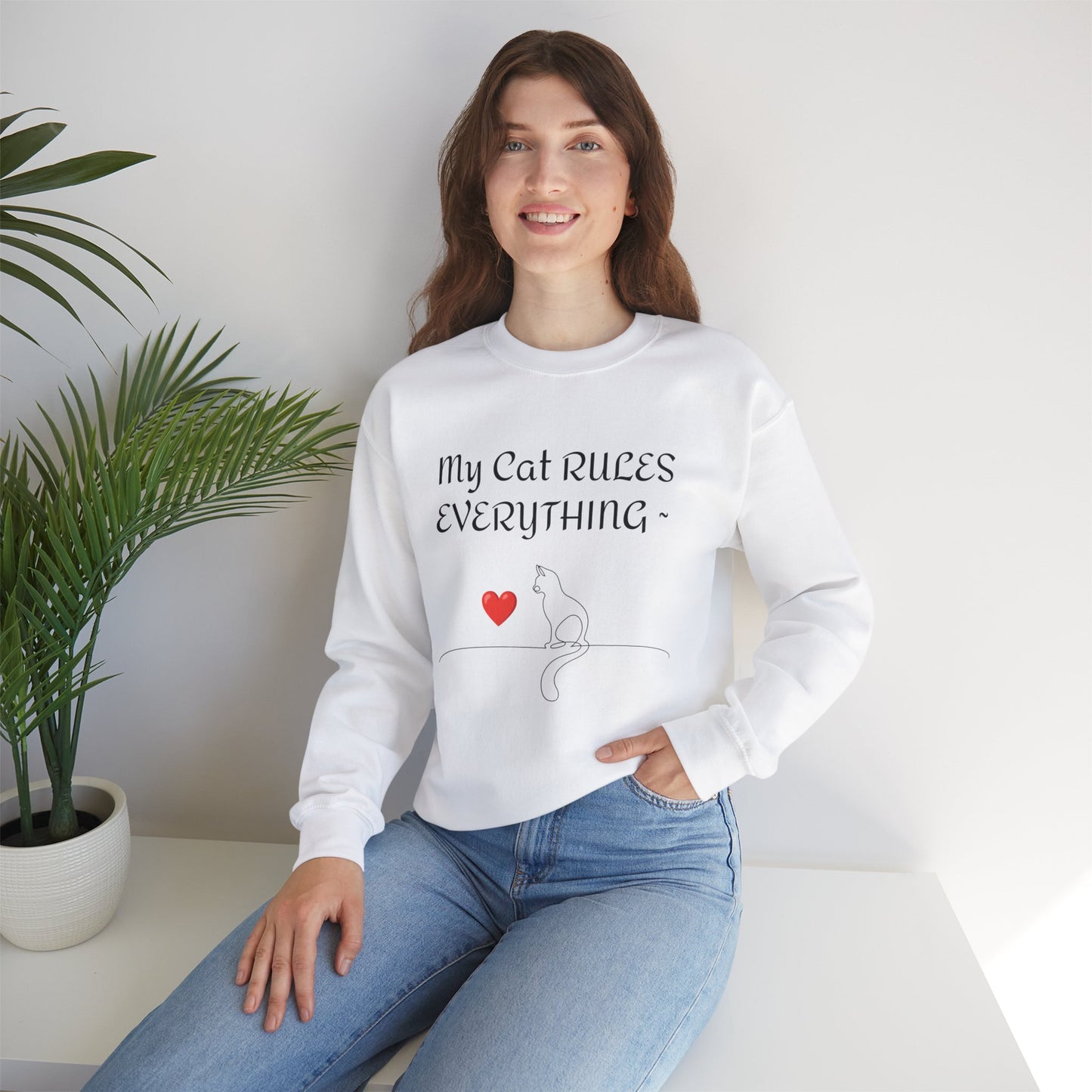 Cat Rules Everything Unisex Heavy Blend™ Crewneck Sweatshirt