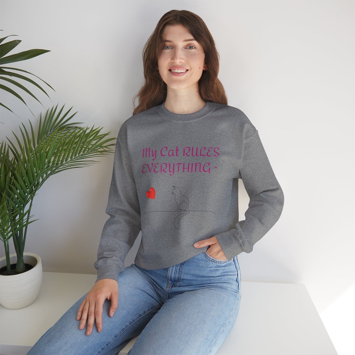 Cat Rules Everything Unisex Heavy Blend™ Crewneck Sweatshirt