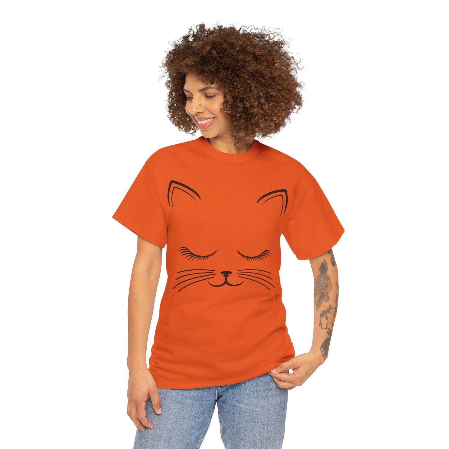 Cat Face Unisex Heavy Cotton Tee