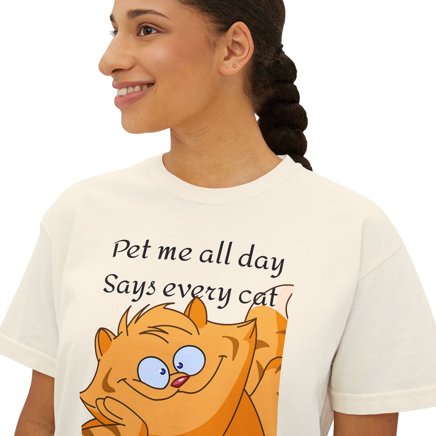 Pet me all day says every cat Women's Boxy Tee