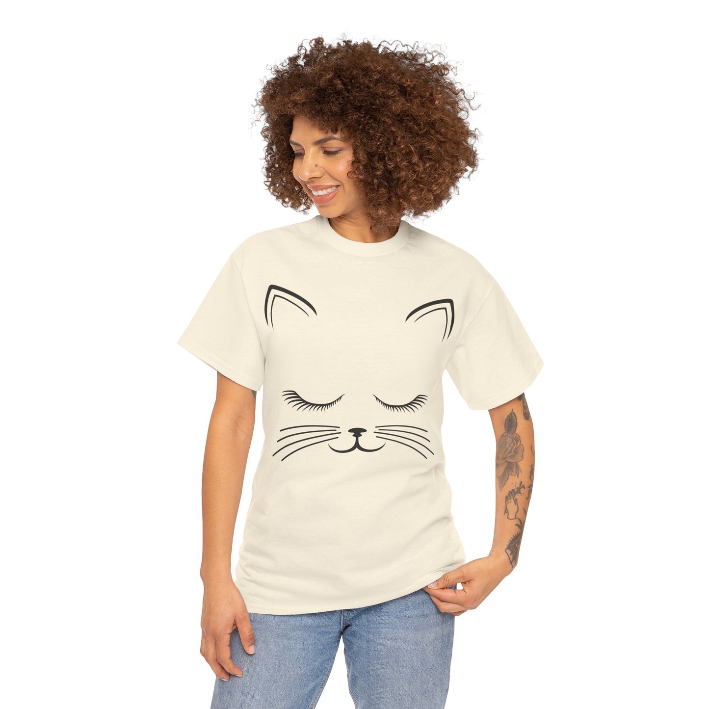 Cat Face Unisex Heavy Cotton Tee