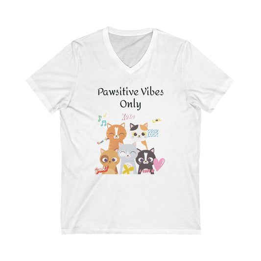 Pawsitive Vibes Only Unisex Jersey Short Sleeve V-Neck Tee