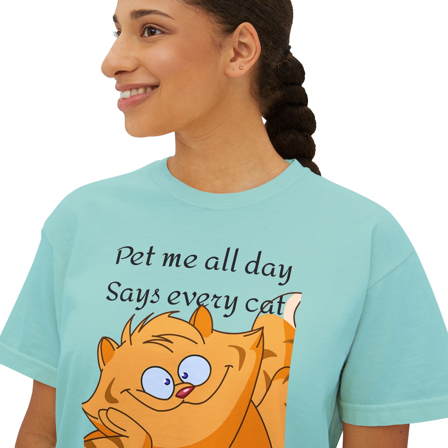 Pet me all day says every cat Women's Boxy Tee