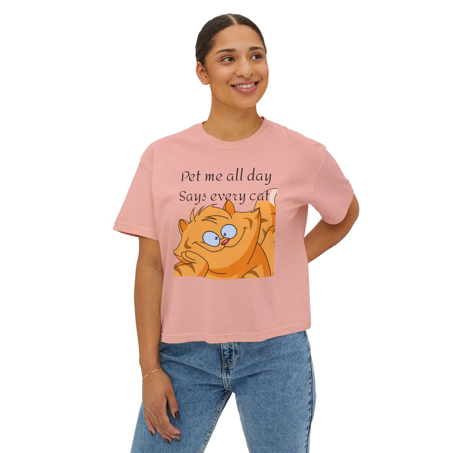 Pet me all day says every cat Women's Boxy Tee