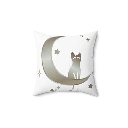 Cat moon-stars Spun Polyester Square Pillow