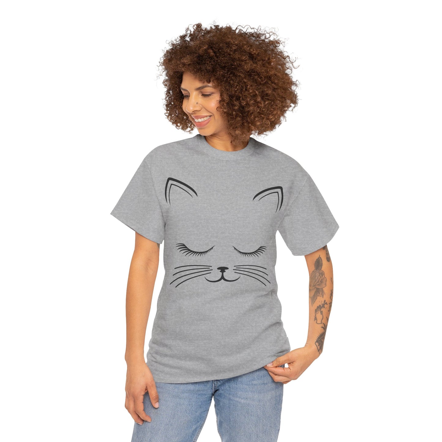 Cat Face Unisex Heavy Cotton Tee