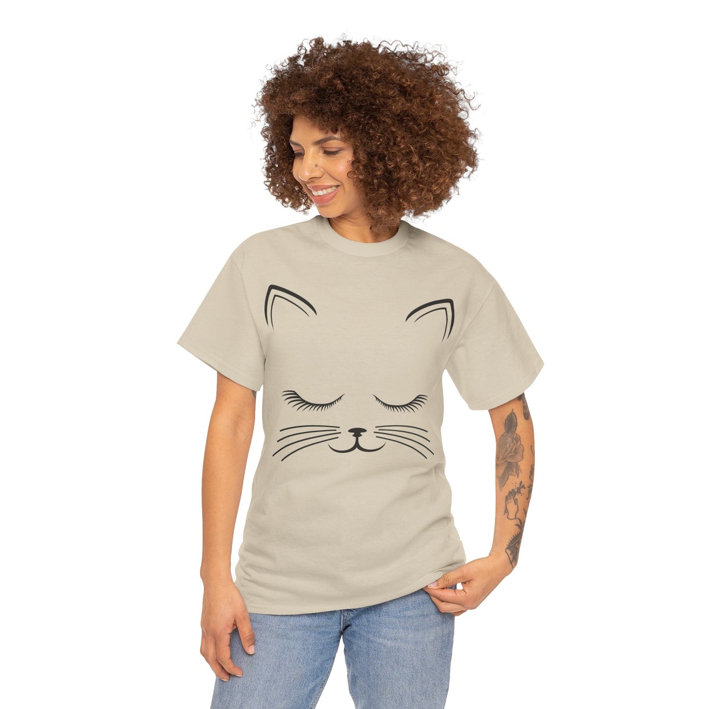 Cat Face Unisex Heavy Cotton Tee