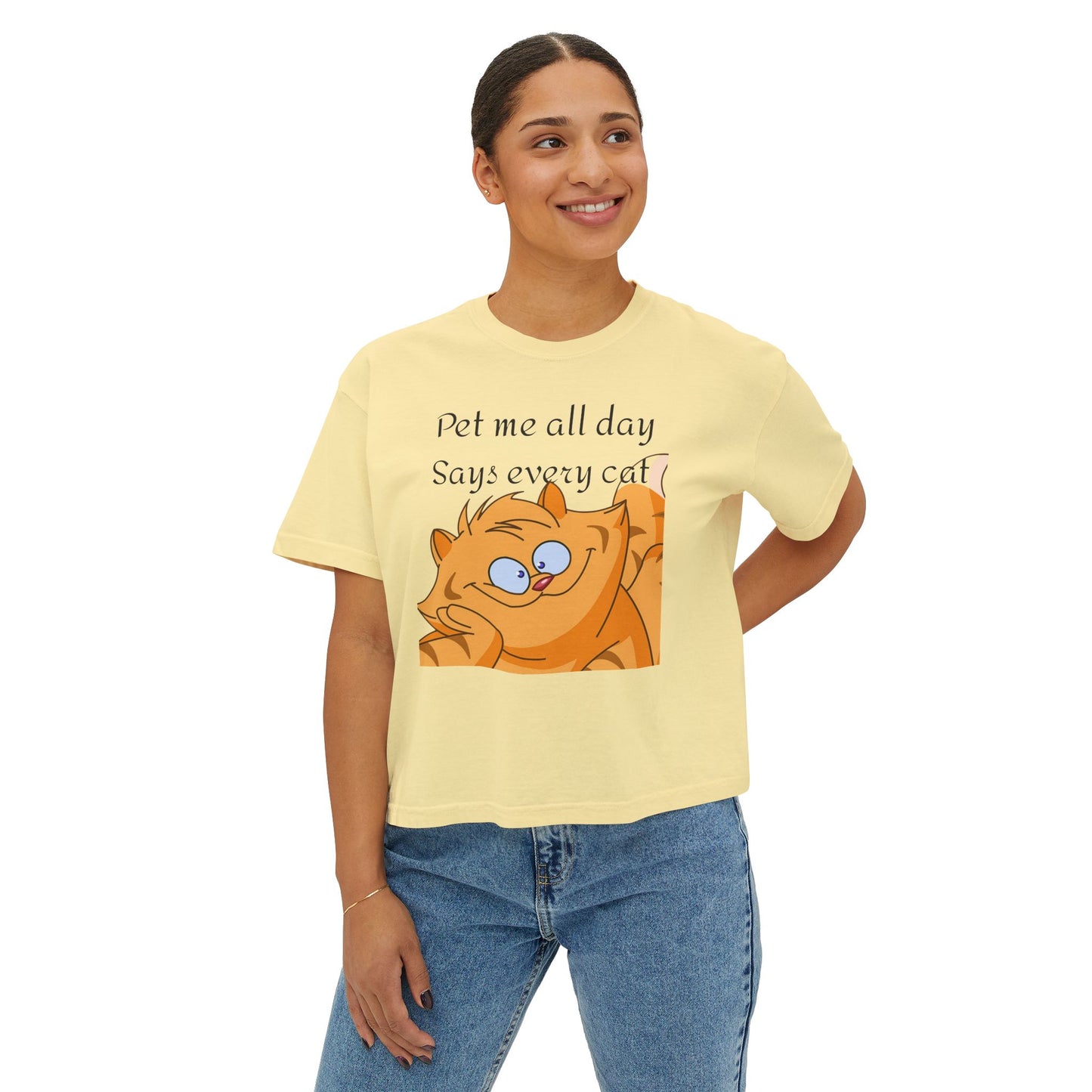 Pet me all day says every cat Women's Boxy Tee